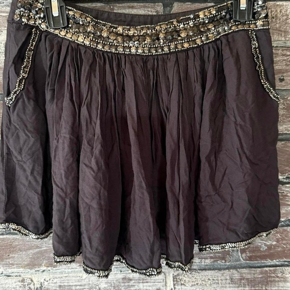 Forever 21 Embellished Mini Skirt – Beaded Waist Black Boho Chic Women's S - Picture 2 of 5
